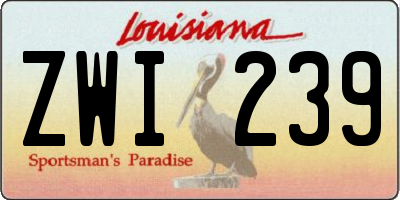 LA license plate ZWI239