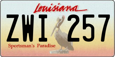 LA license plate ZWI257