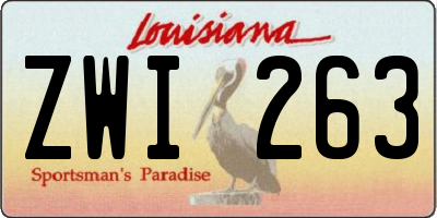 LA license plate ZWI263