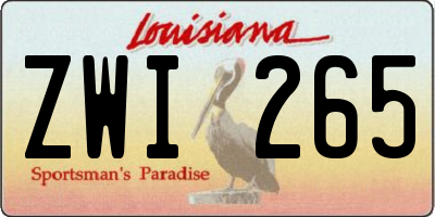 LA license plate ZWI265