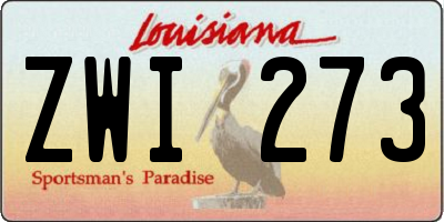 LA license plate ZWI273
