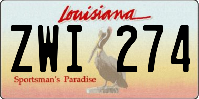 LA license plate ZWI274