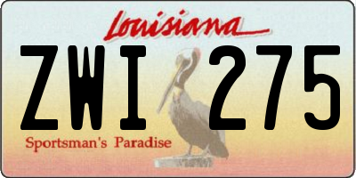 LA license plate ZWI275