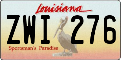 LA license plate ZWI276
