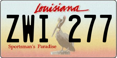 LA license plate ZWI277