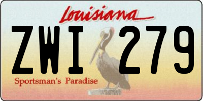 LA license plate ZWI279