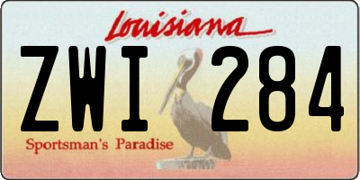 LA license plate ZWI284