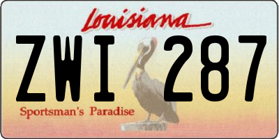 LA license plate ZWI287