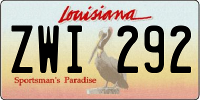 LA license plate ZWI292
