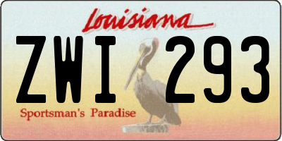 LA license plate ZWI293
