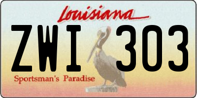 LA license plate ZWI303
