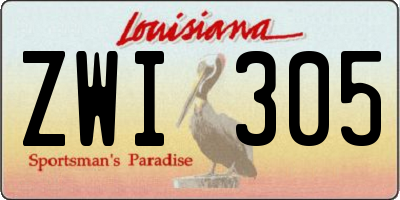 LA license plate ZWI305