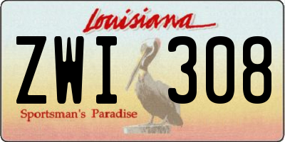 LA license plate ZWI308