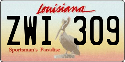 LA license plate ZWI309