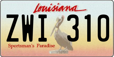 LA license plate ZWI310