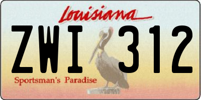 LA license plate ZWI312