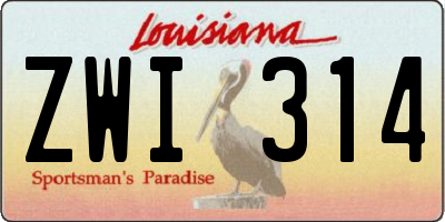 LA license plate ZWI314