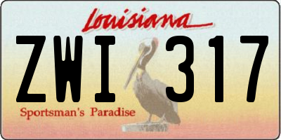 LA license plate ZWI317