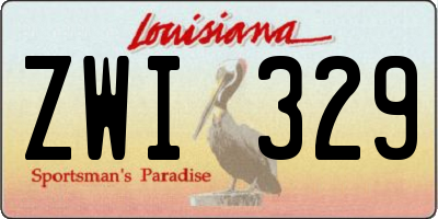LA license plate ZWI329