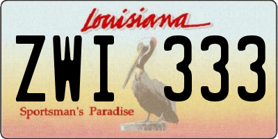 LA license plate ZWI333