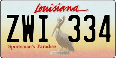 LA license plate ZWI334