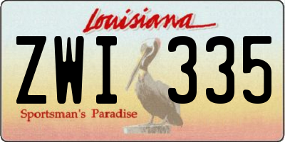 LA license plate ZWI335