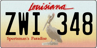 LA license plate ZWI348