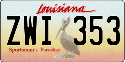 LA license plate ZWI353