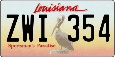 LA license plate ZWI354
