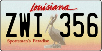 LA license plate ZWI356
