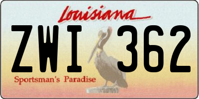 LA license plate ZWI362