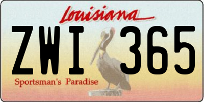 LA license plate ZWI365