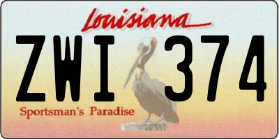 LA license plate ZWI374