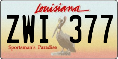 LA license plate ZWI377