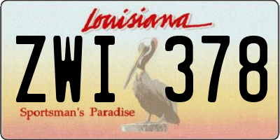 LA license plate ZWI378