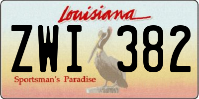 LA license plate ZWI382