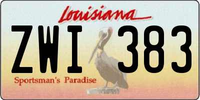 LA license plate ZWI383