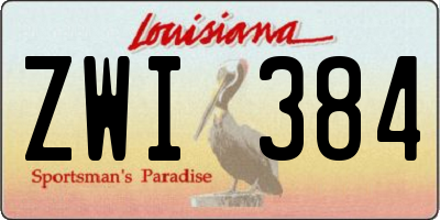 LA license plate ZWI384