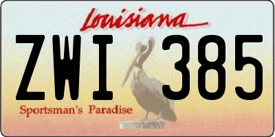 LA license plate ZWI385