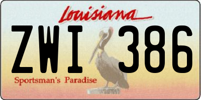 LA license plate ZWI386