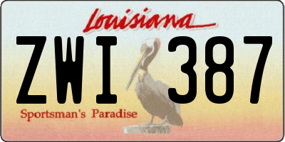 LA license plate ZWI387
