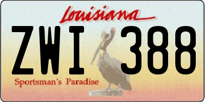 LA license plate ZWI388