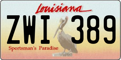 LA license plate ZWI389