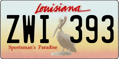 LA license plate ZWI393
