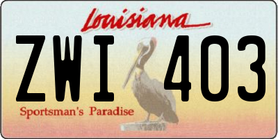 LA license plate ZWI403