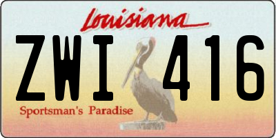 LA license plate ZWI416