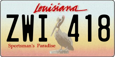 LA license plate ZWI418