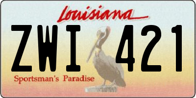 LA license plate ZWI421