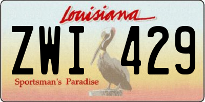 LA license plate ZWI429