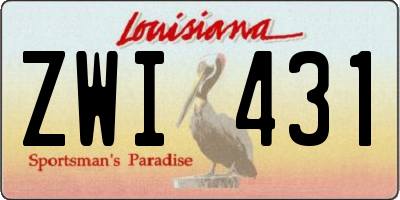 LA license plate ZWI431